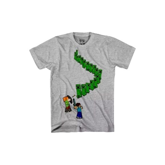 Boy's minecraft Mine Creeper Walk T-Shirt, Gray, Brand New - Picture 1 of 3
